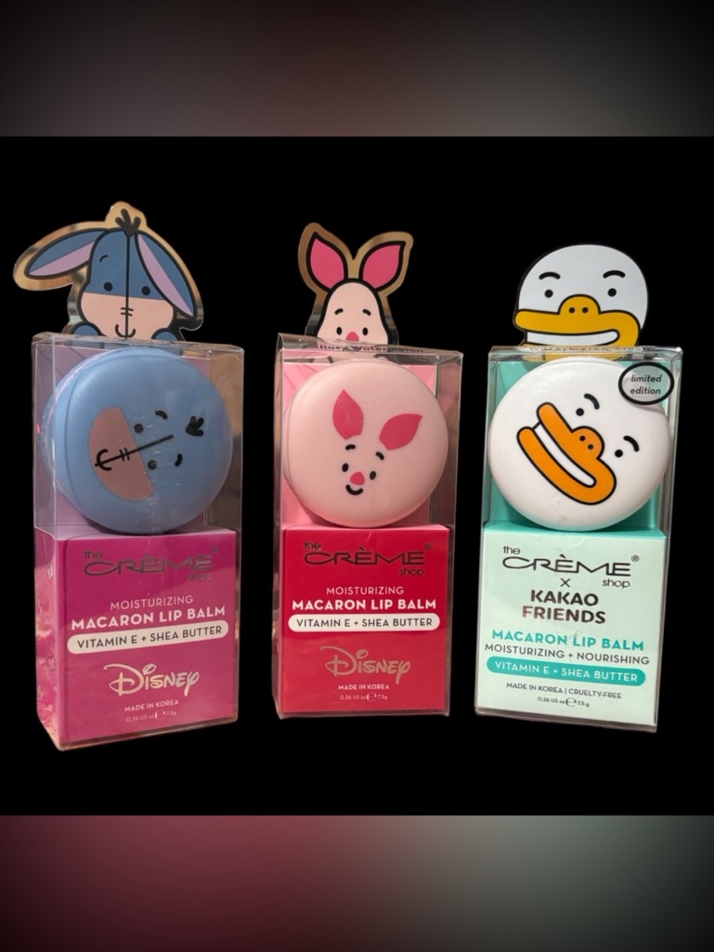 The Creme Shop Macaron Lip Balm Bundle Disney Piglet Eeyore Tube NWT - Picture 2 of 2